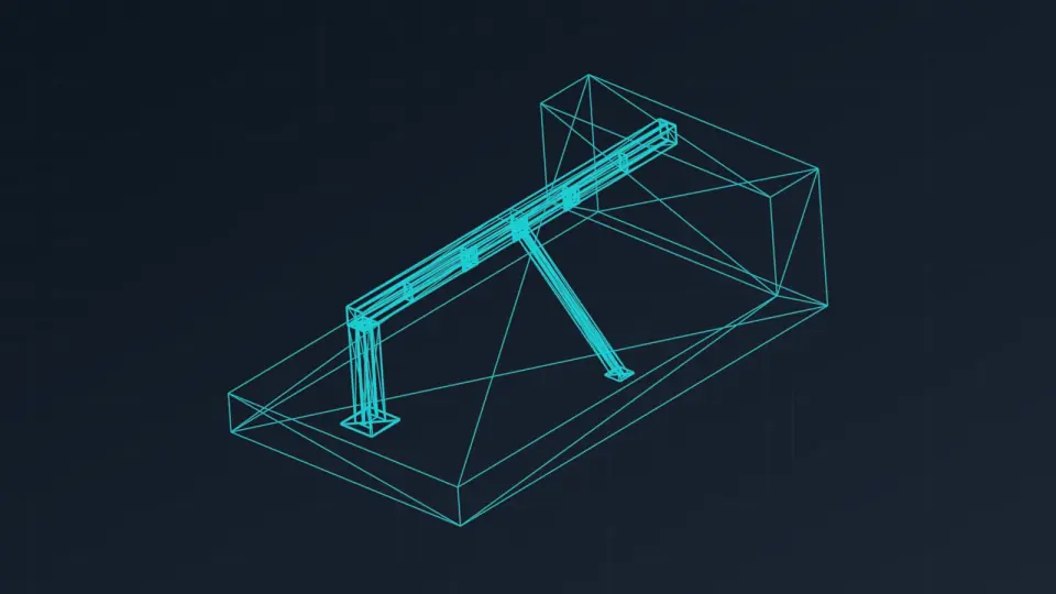CAD model linework of the beam in situ support.